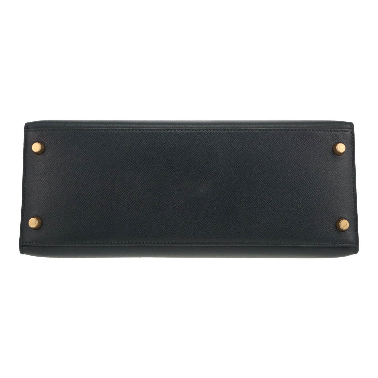 Bolso de mano Hermès  Kelly 28 cm en cuero Courchevel azul marino - Detail D1