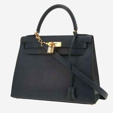 Hermès  Kelly 28 cm handbag  in navy blue Courchevel leather
