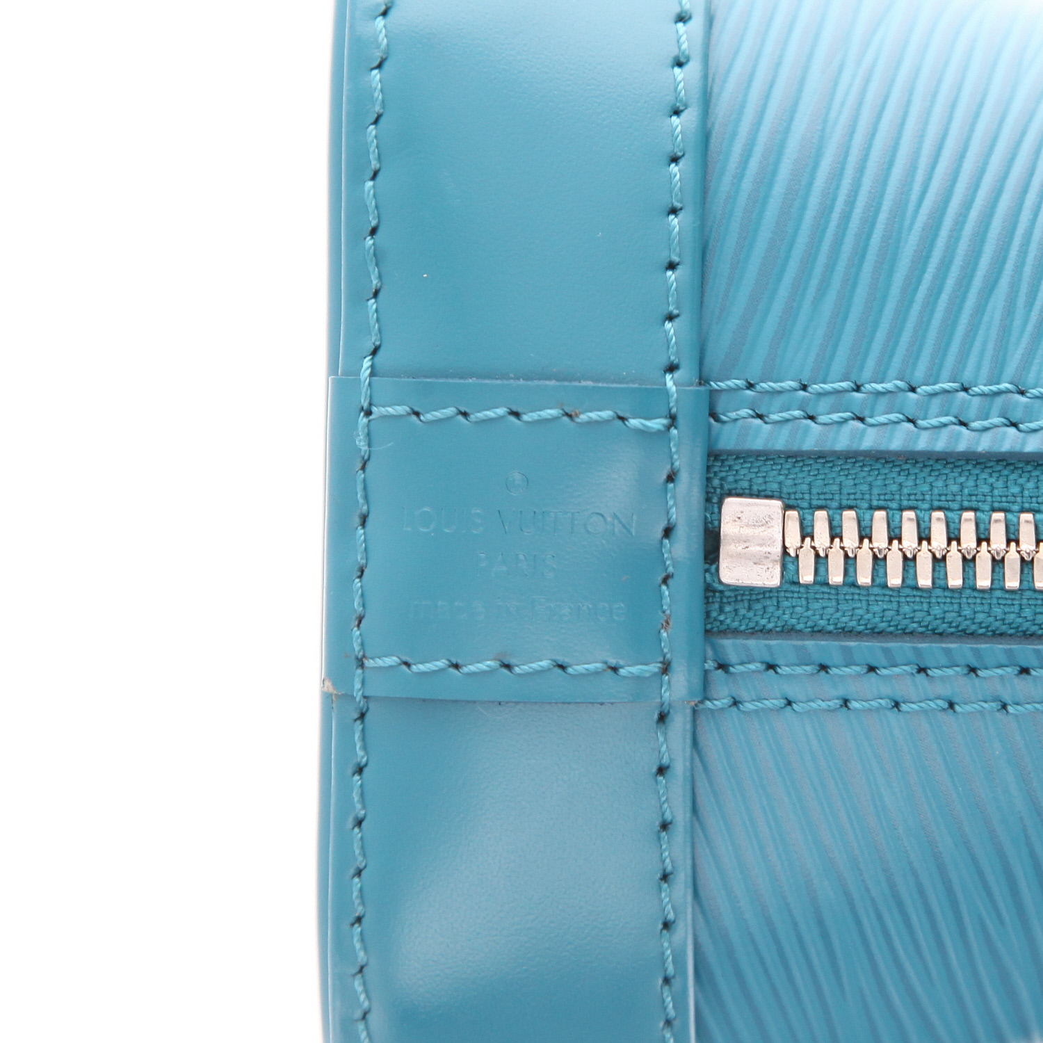 Sac bandoulière Louis Vuitton  Alma BB en cuir épi bleu - Detail D2