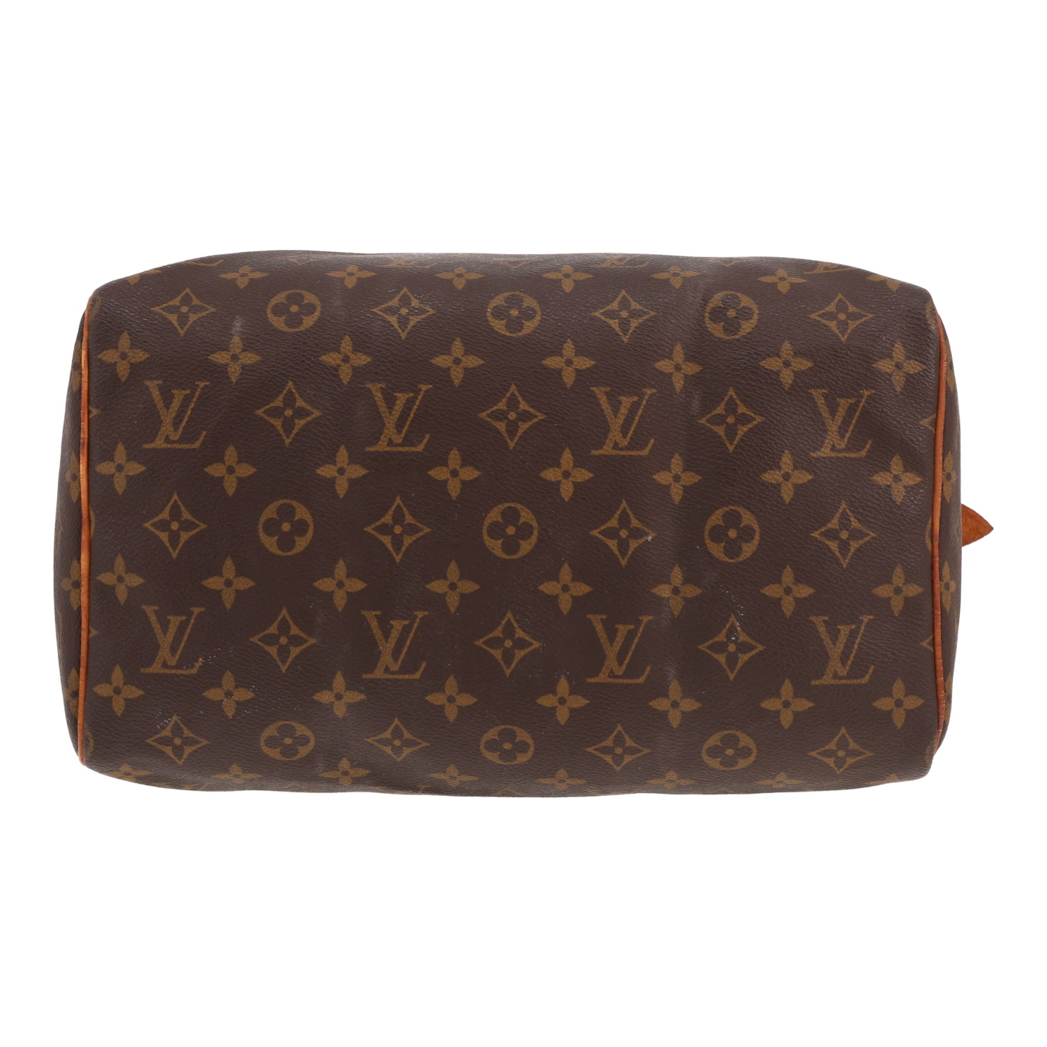 Borsa Louis Vuitton Speedy 30 in tela Monogram marrone e pelle naturale - Detail D1