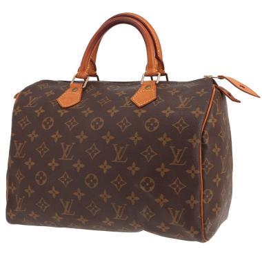 Borsa Louis Vuitton Speedy 30 in tela Monogram marrone e pelle naturale
