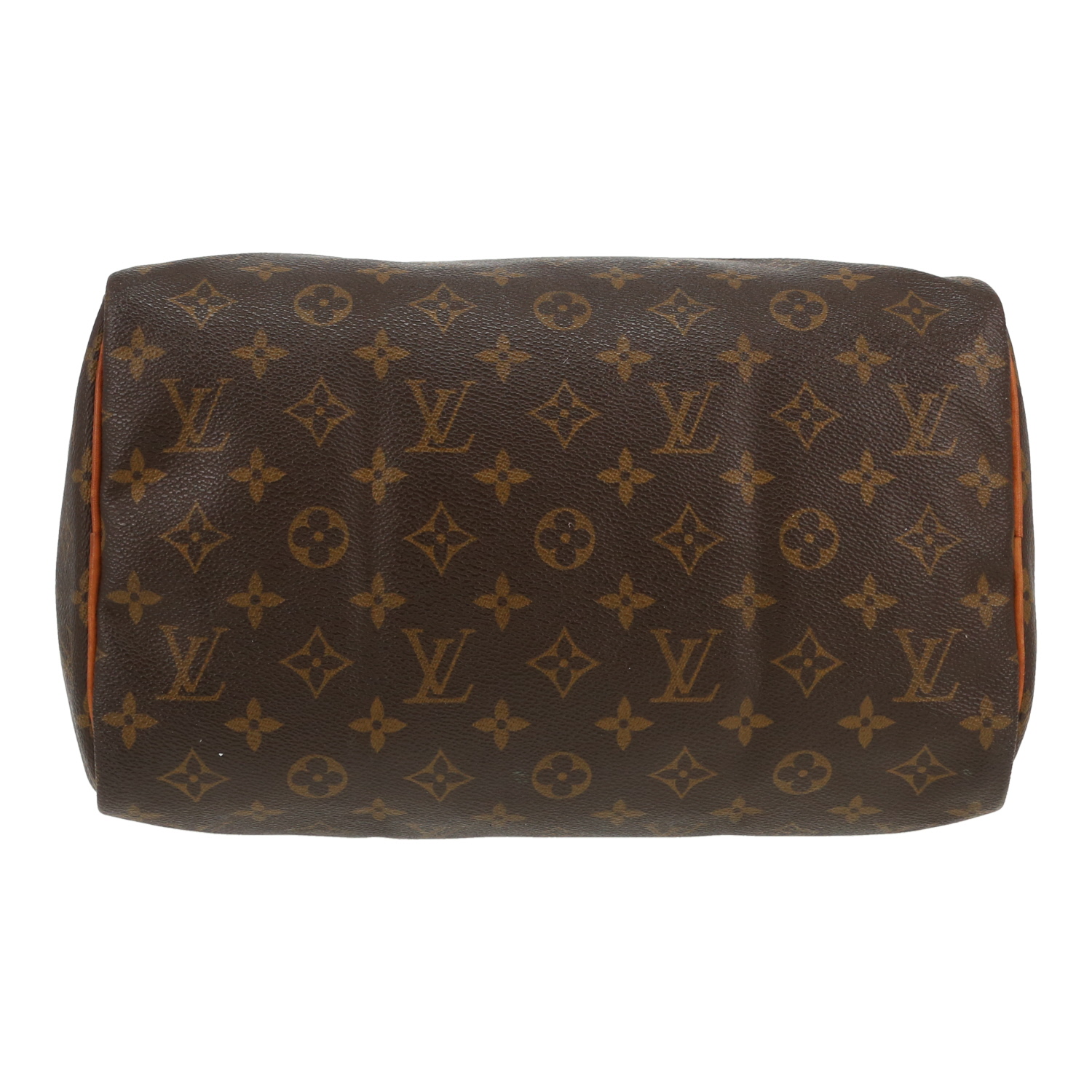 Bolso Louis Vuitton Speedy 30 de lona Monogram marrón y piel natural - Detail D1