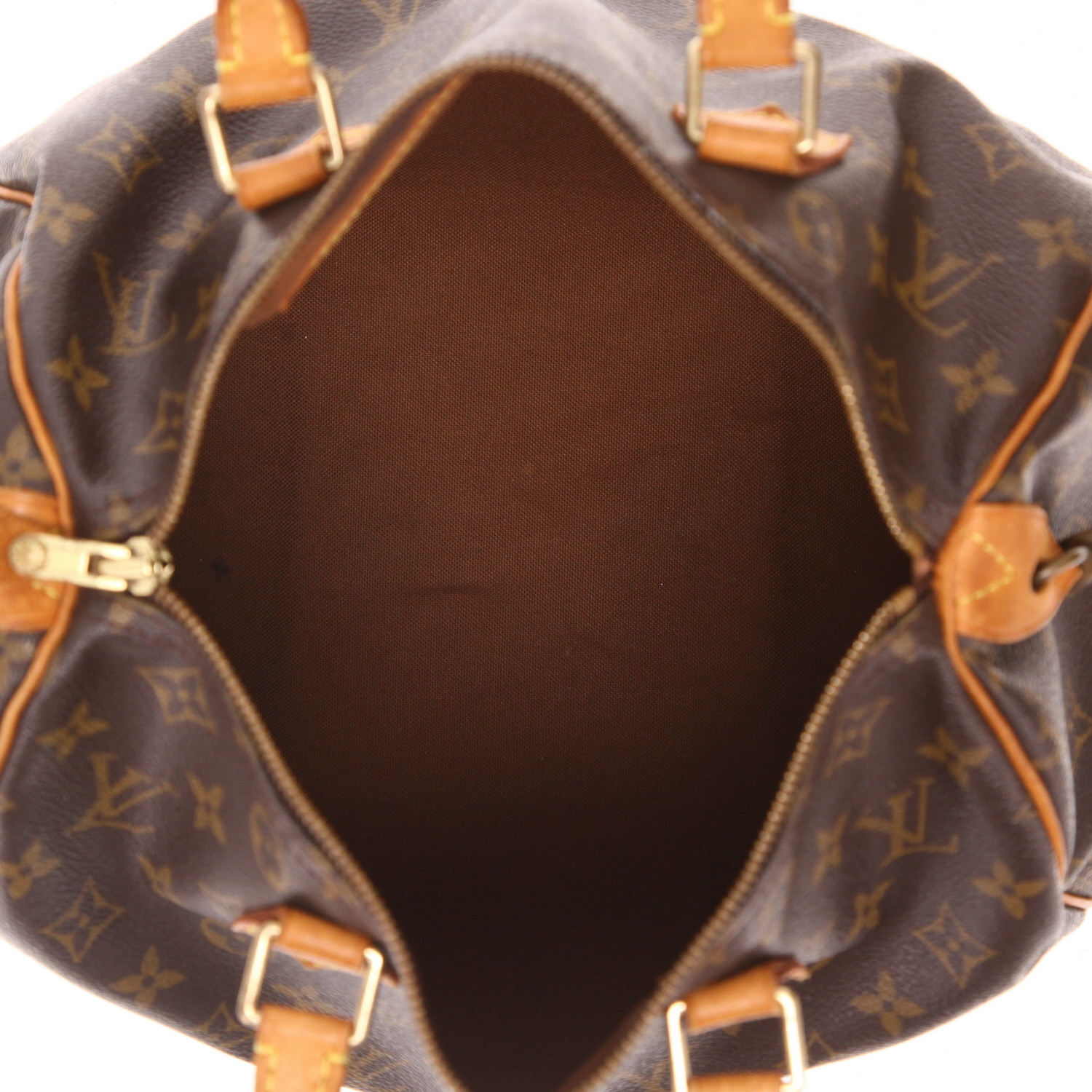 Sac à main Louis Vuitton  Speedy 30 en toile monogram marron et cuir naturel - Detail D3