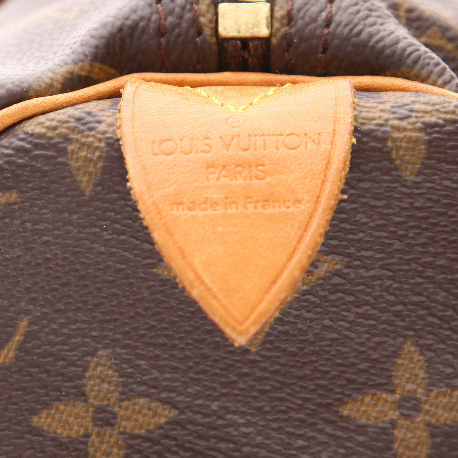 Borsa Louis Vuitton  Speedy 30 in tela monogram marrone e pelle naturale - Detail D2
