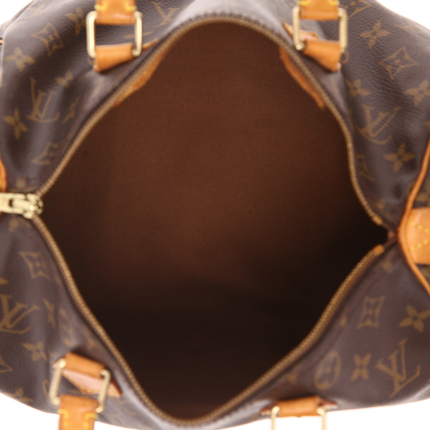 Borsa Louis Vuitton  Speedy 30 in tela monogram marrone e pelle naturale - Detail D3
