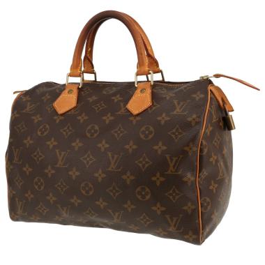 Bolso de mano Louis Vuitton  Speedy 30 en lona Monogram marrón y cuero natural