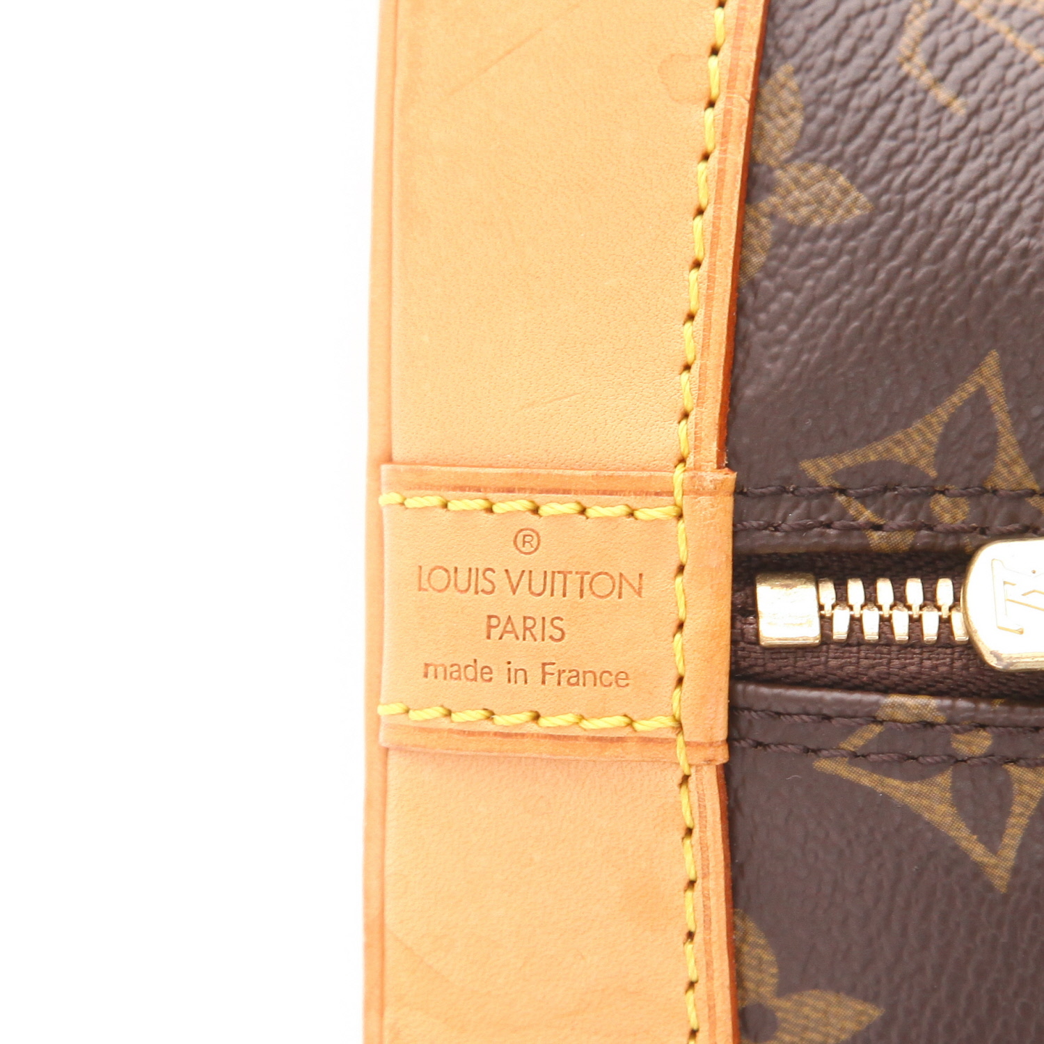 Bolso de mano Louis Vuitton  Alma en lona Monogram marrón y cuero natural - Detail D2