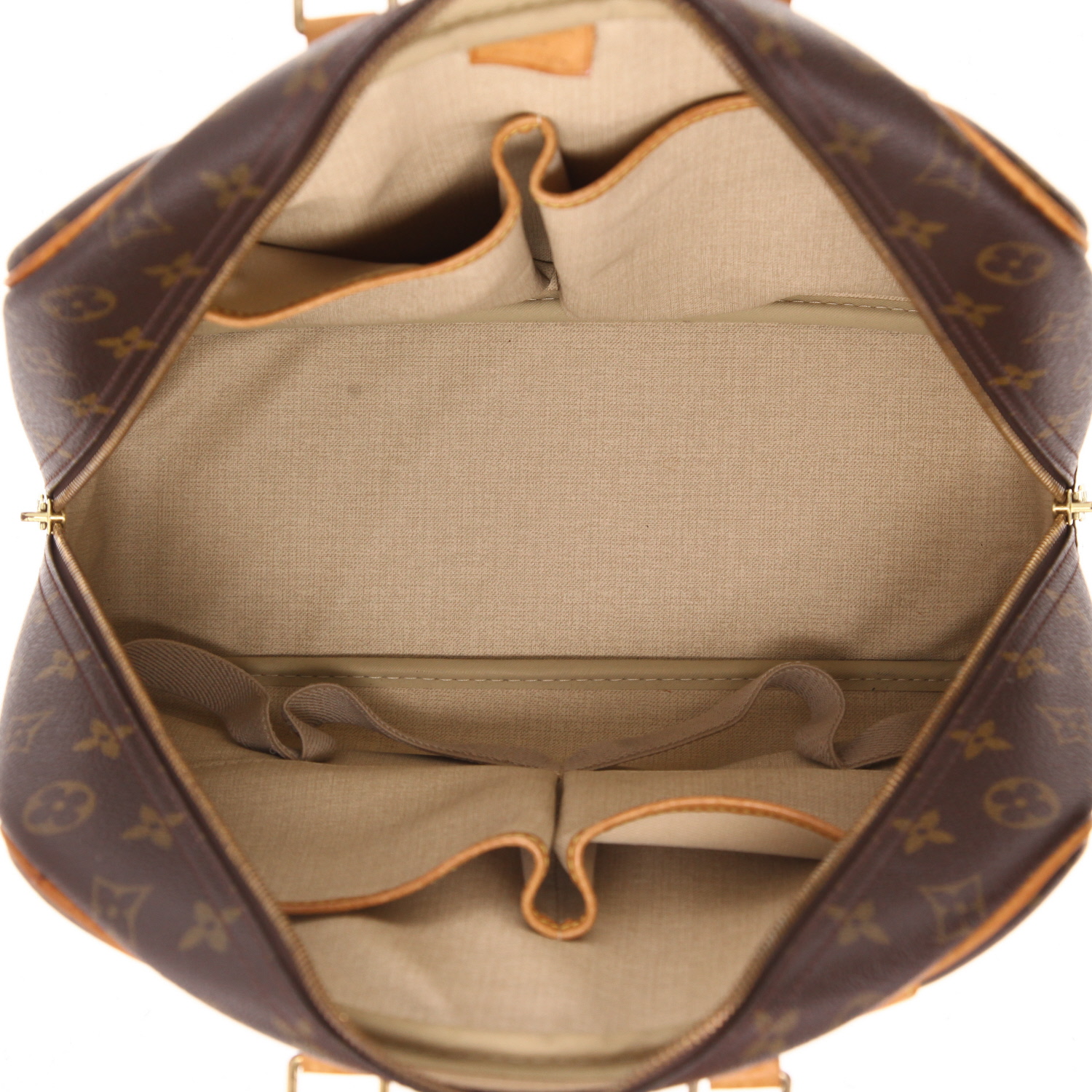 Sac à main Louis Vuitton  Deauville en toile monogram marron et cuir naturel - Detail D3