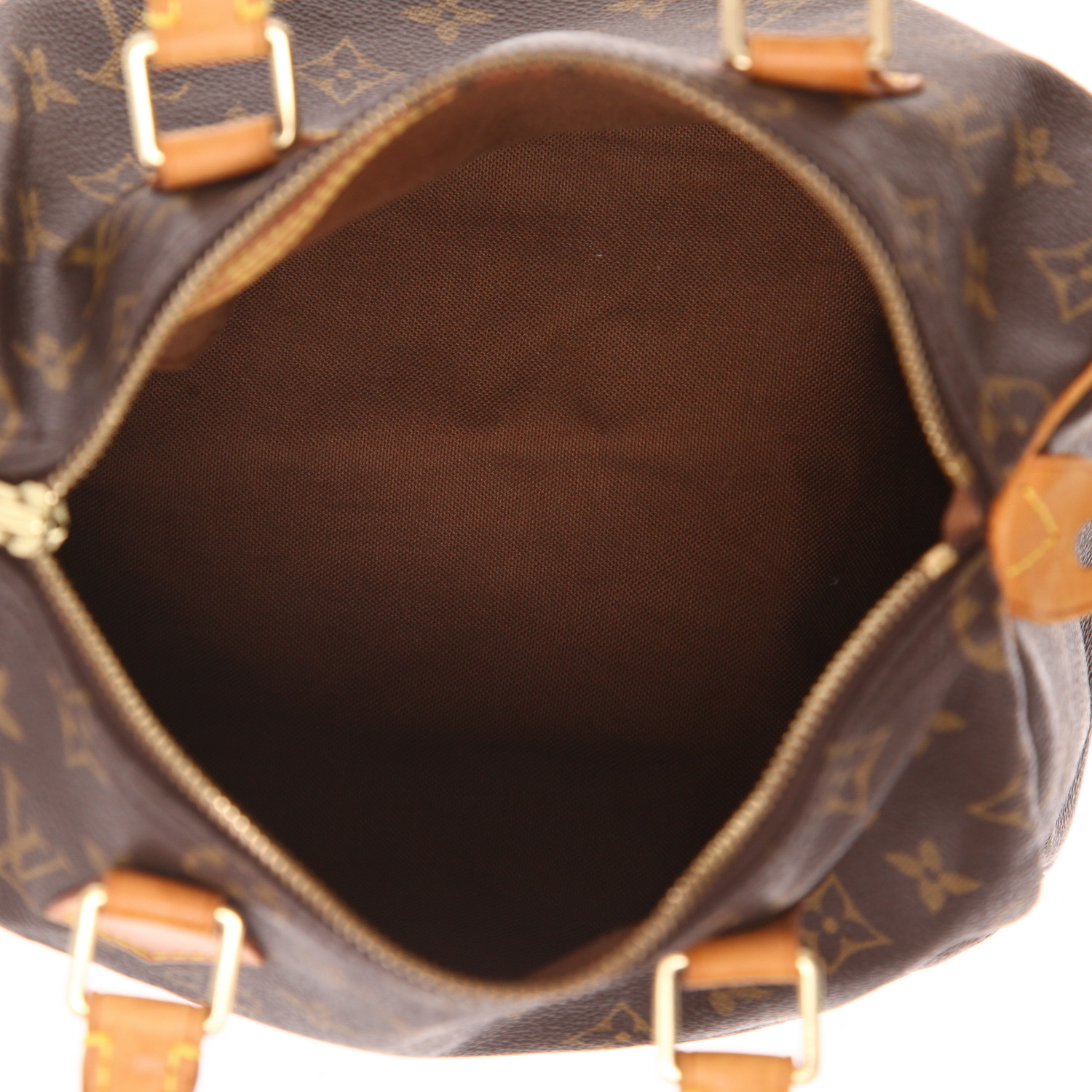 Louis Vuitton  Speedy 25 handbag  in brown monogram canvas  and natural leather - Detail D3