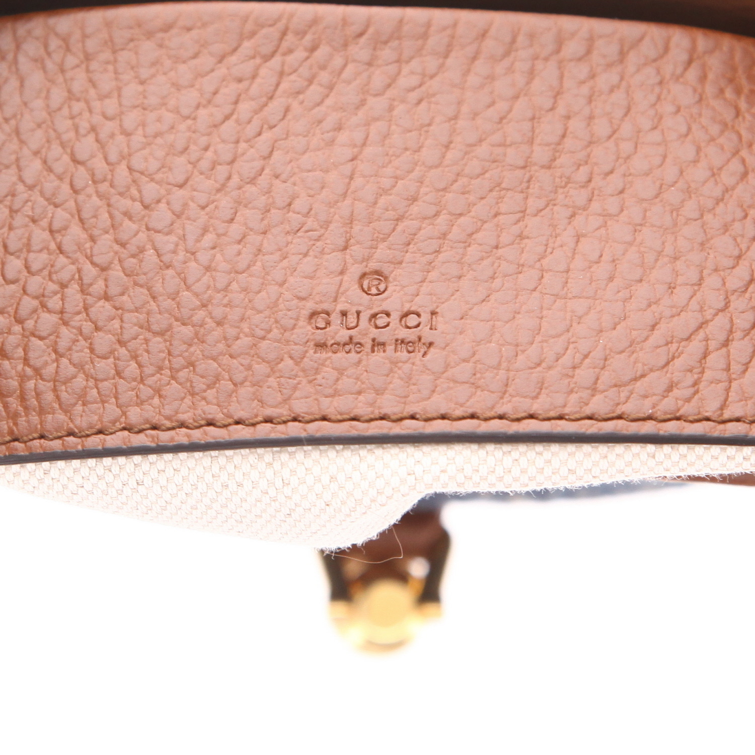 Bolso bandolera Gucci  Jackie mini  en lona denim Monogram azul y cuero marrón - Detail D2