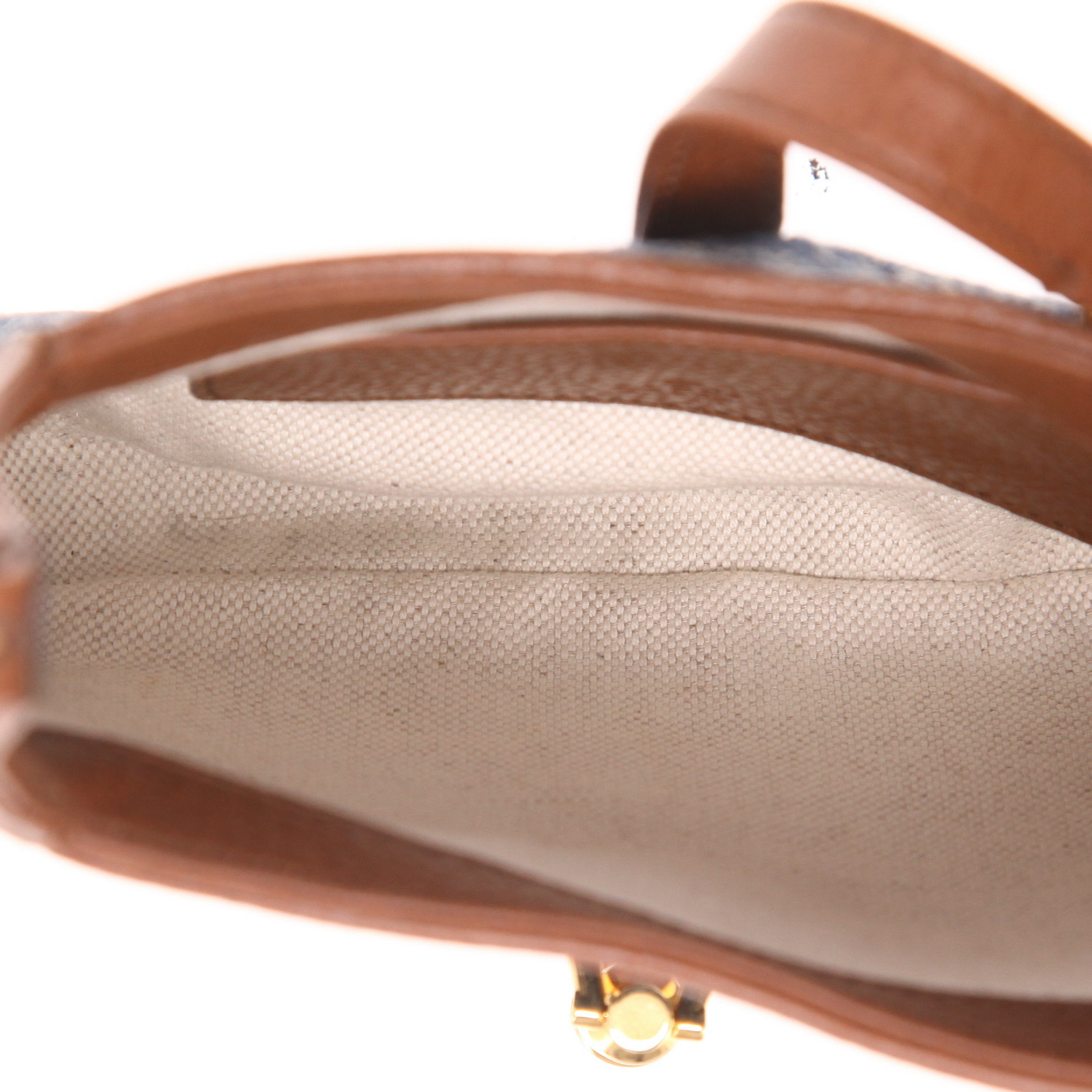 Borsa a tracolla Gucci  Jackie mini  in tela denim monogram blu e pelle marrone - Detail D3