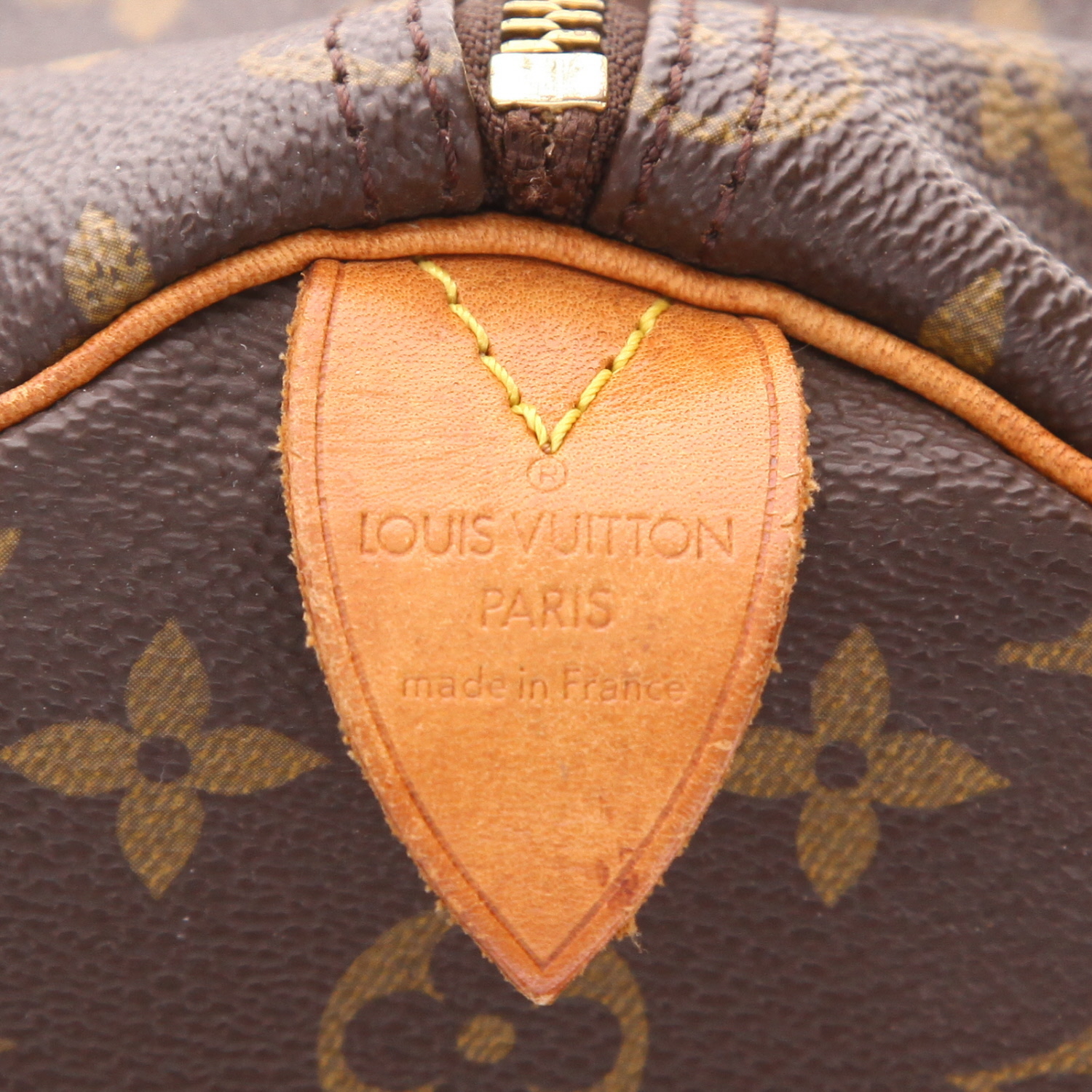 Borsa Louis Vuitton  Speedy 35 in tela monogram marrone e pelle naturale - Detail D2