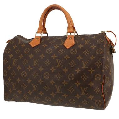 Louis Vuitton  Speedy 35 handbag  in brown monogram canvas  and natural leather