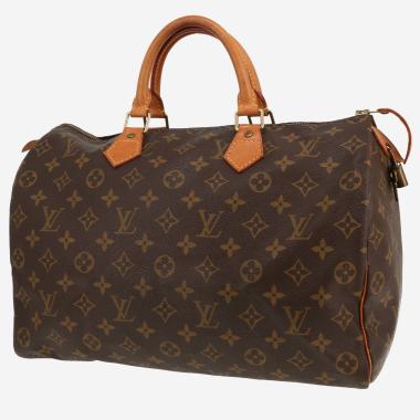 Sac à main Louis Vuitton  Speedy 35 en toile monogram marron et cuir naturel