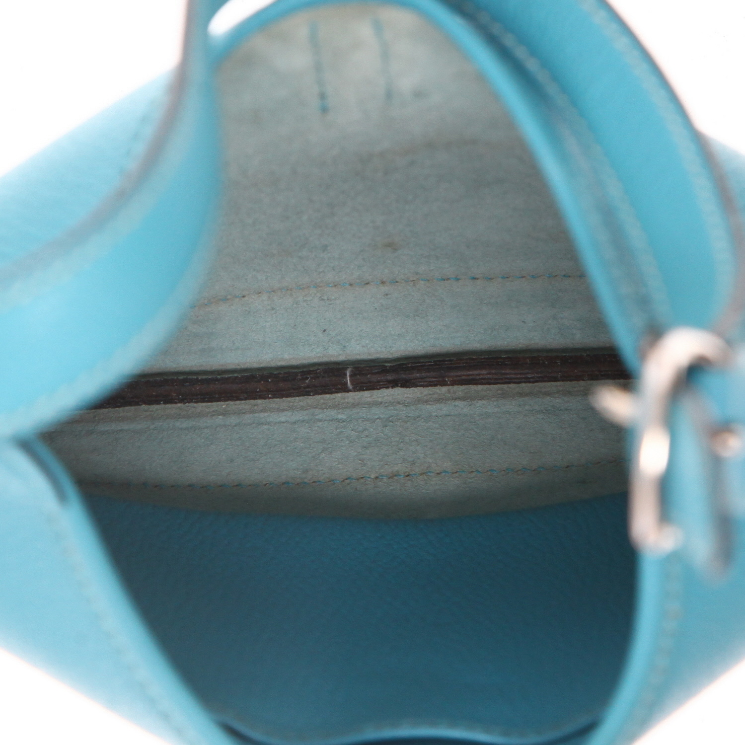 Bolso de mano Hermès «Trim mini» de piel Mysore Bleu Paon - Detail D3