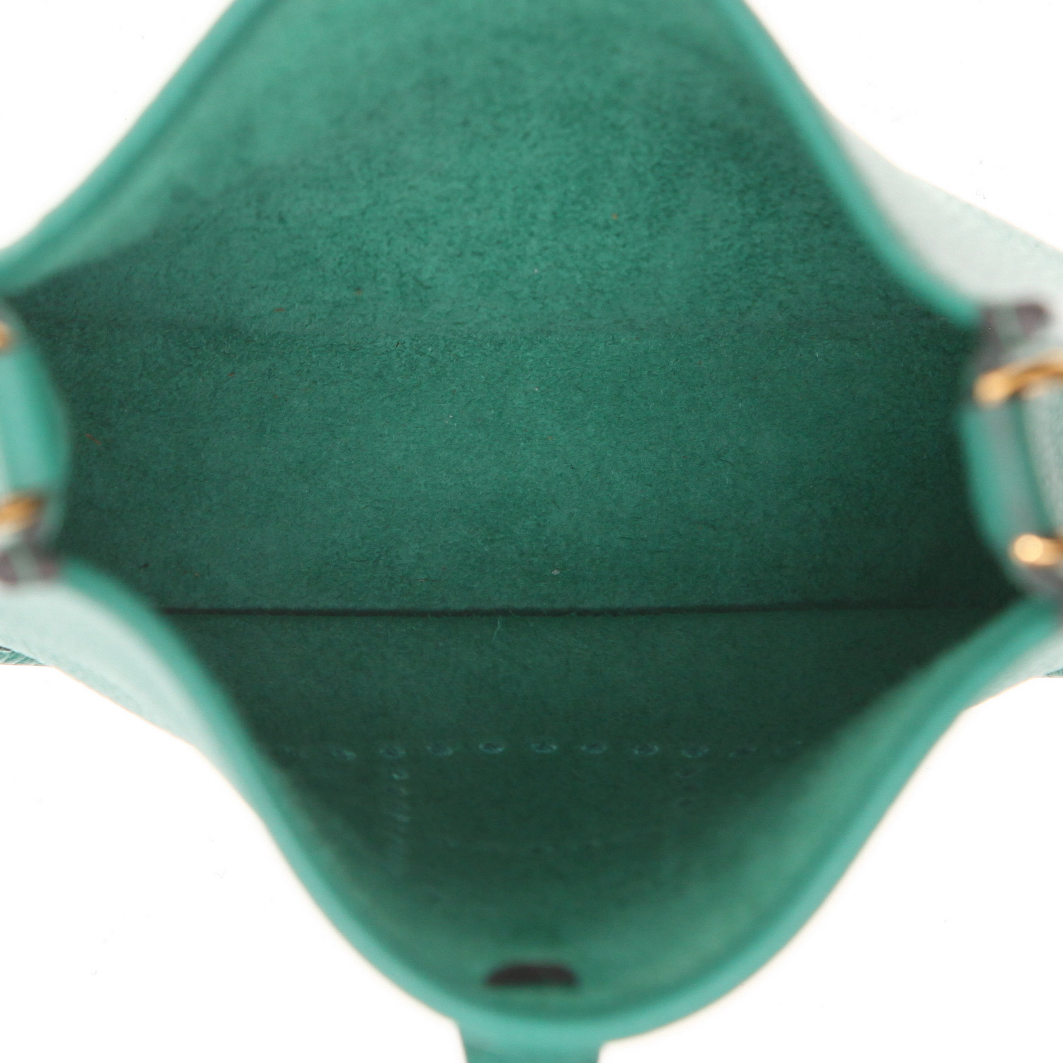 Sac bandoulière Hermès  Mini Evelyne en cuir taurillon clémence Vert Vertigo - Detail D3