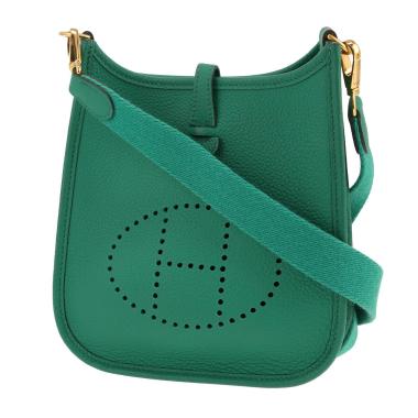 Hermès  Evelyne 16 cm shoulder bag  in Vert Vertigo leather taurillon clémence