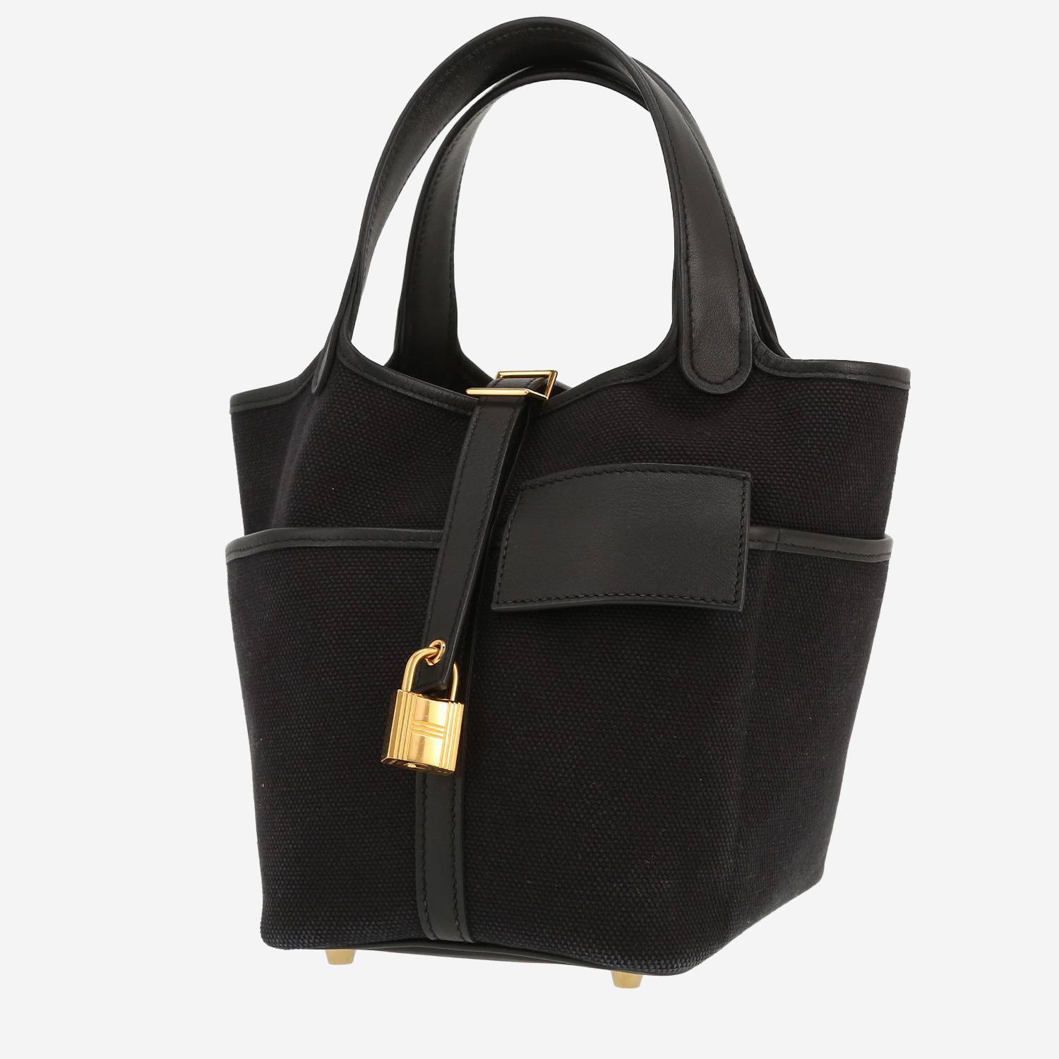 Hermès  Picotin Cargo handbag  in black canvas  and black Swift leather