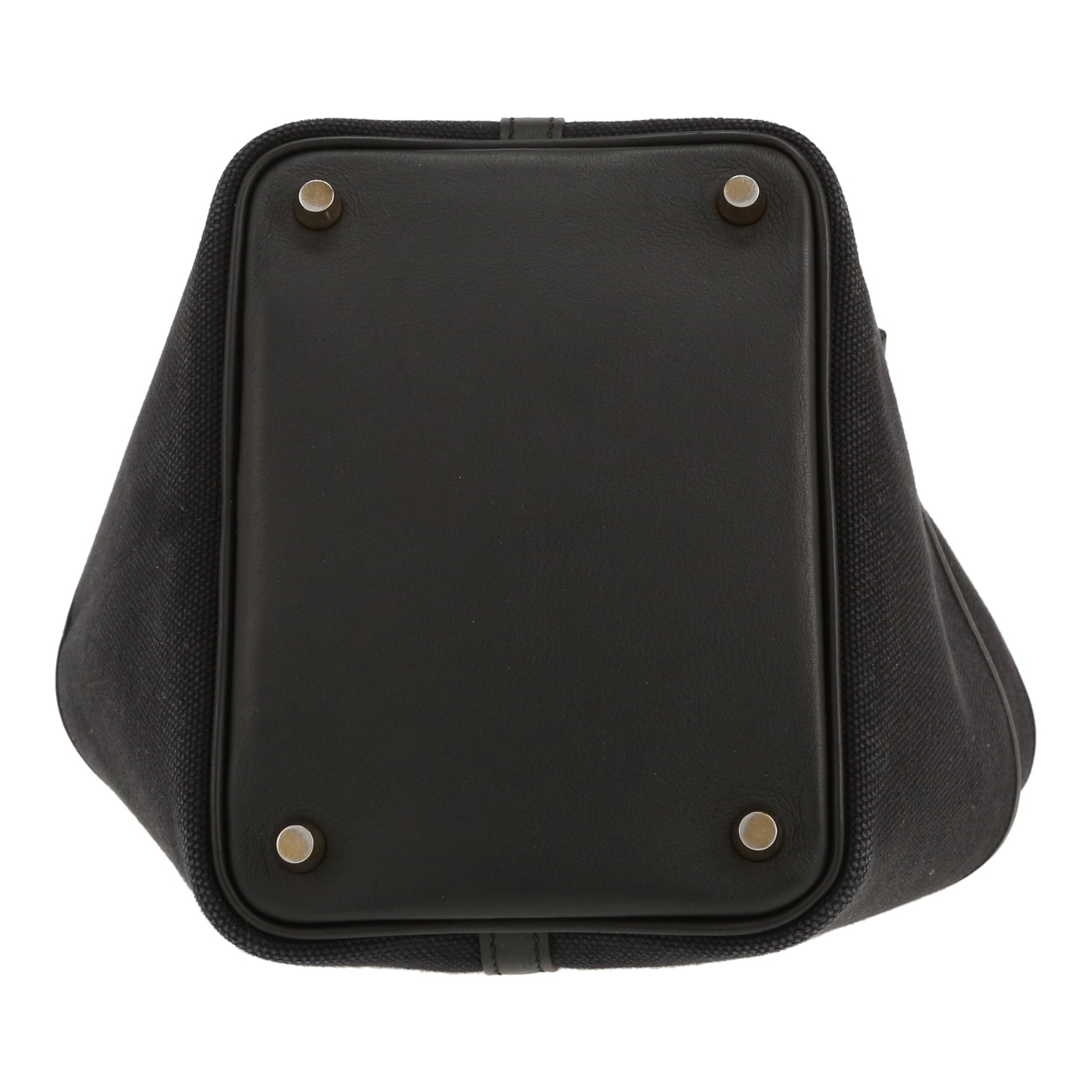 Hermès  Picotin 26 cm handbag  in black canvas  and black Swift leather - Detail D1