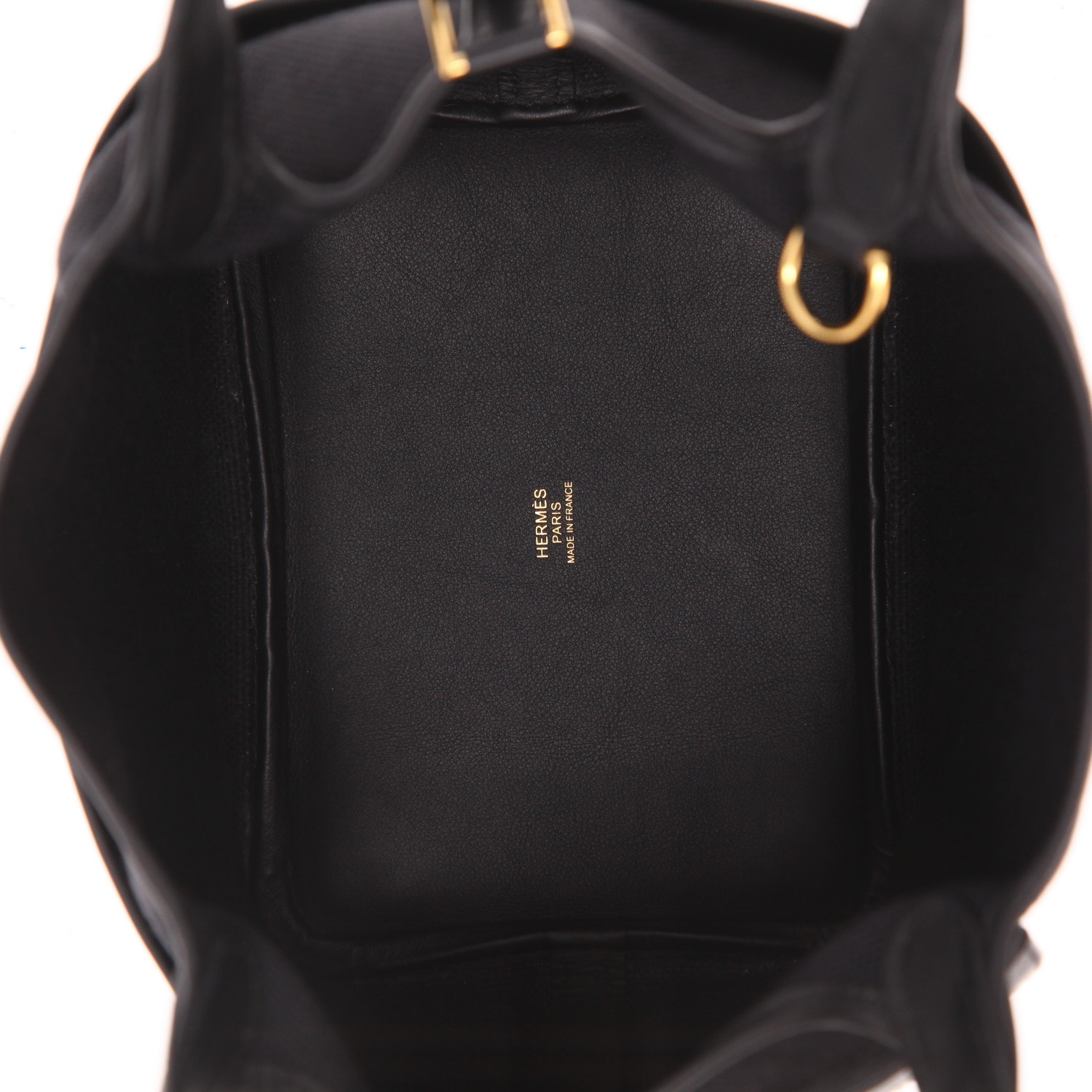 Bolso de mano Hermès  Picotin Cargo en lona negra y cuero swift negro - Detail D3
