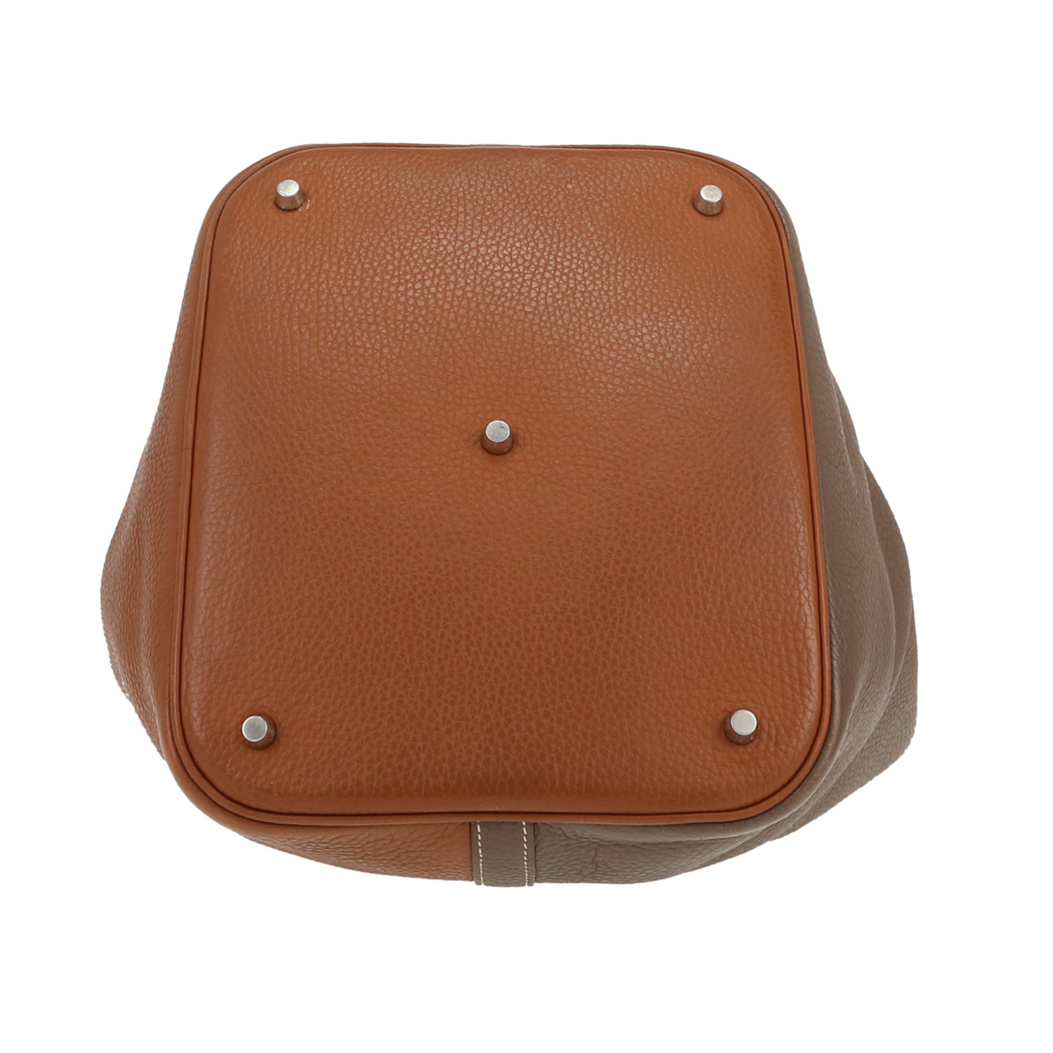 Bolso Hermès Picotin de 26 cm, en piel Togo Gold y Étoupe - Detail D1