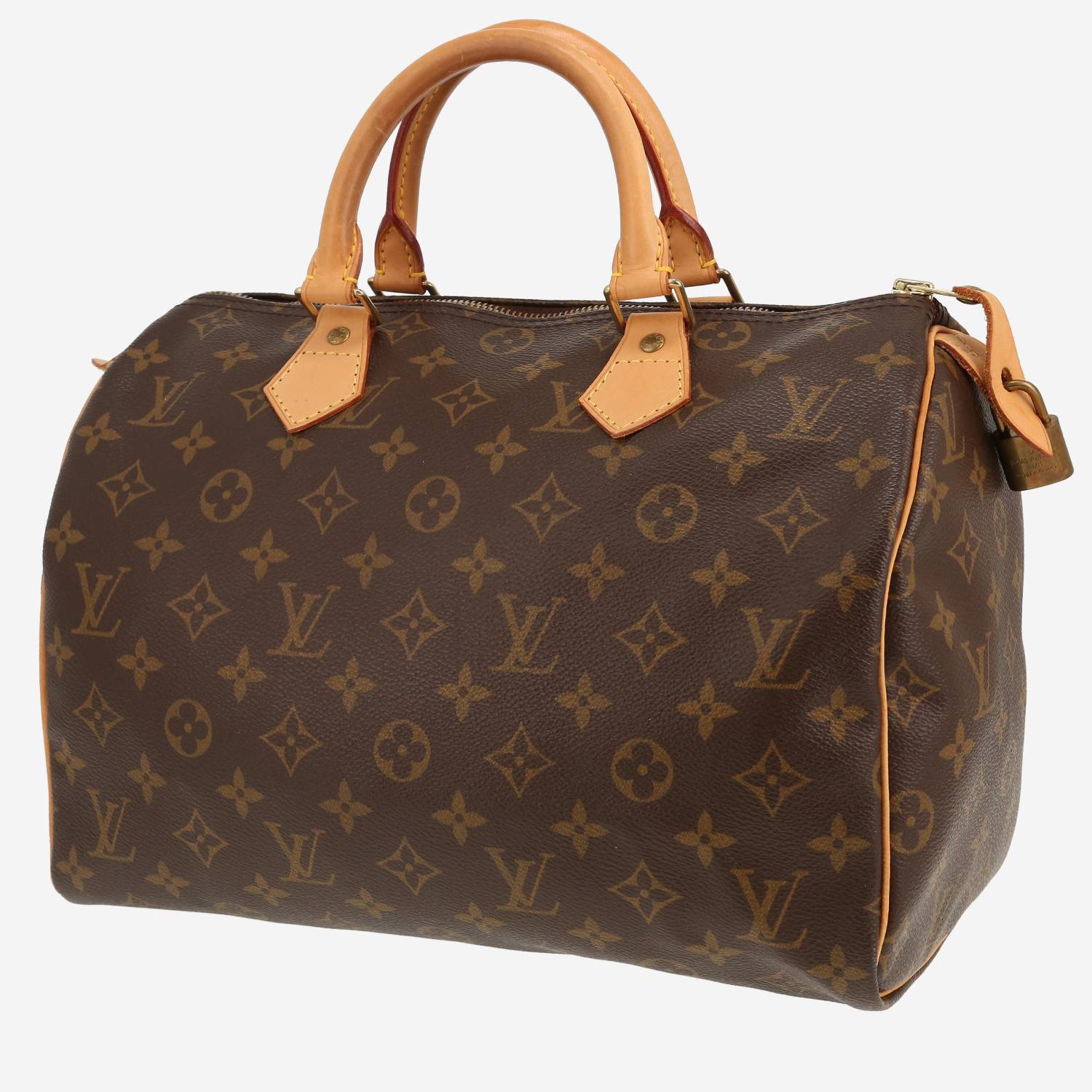 Bolso de mano Louis Vuitton  Speedy 30 en lona Monogram marrón y cuero natural
