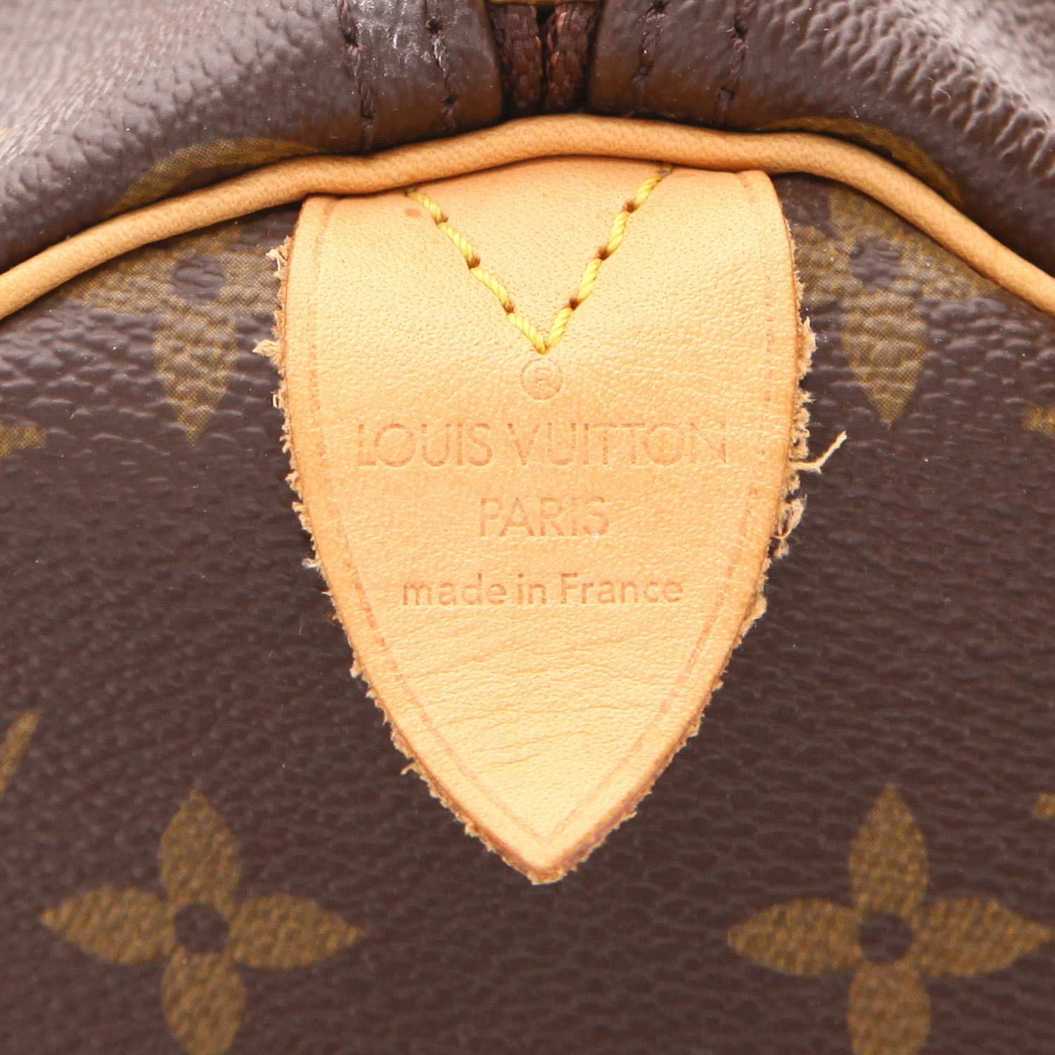 Bolso de mano Louis Vuitton  Speedy 30 en lona Monogram marrón y cuero natural - Detail D2