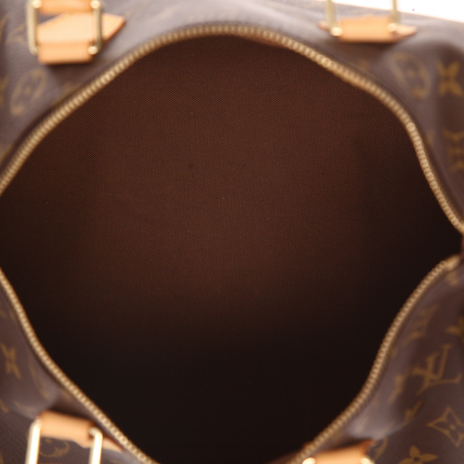 Sac à main Louis Vuitton  Speedy 30 en toile monogram marron et cuir naturel - Detail D3
