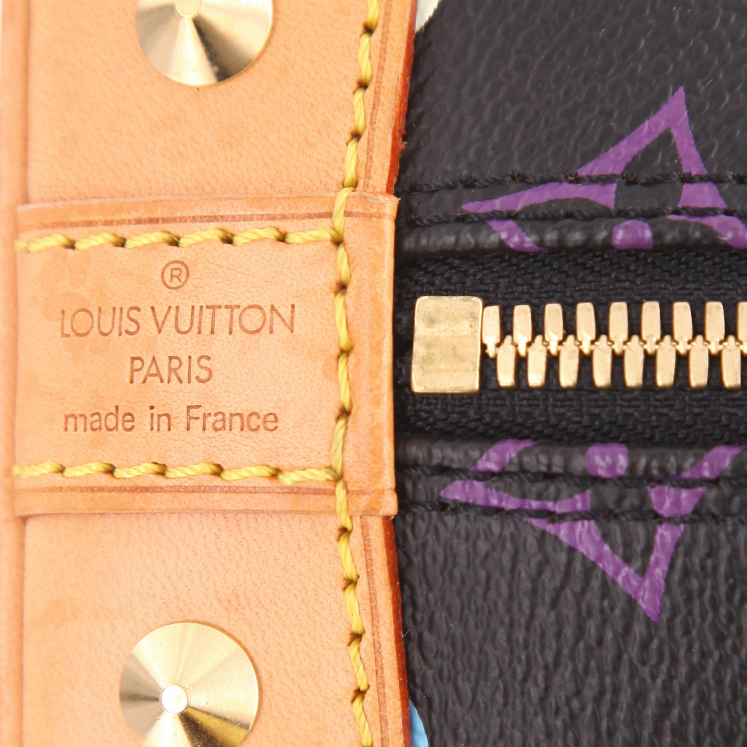 Sac à main Louis Vuitton  Alma Editions Limitées en toile monogram enduite multicolore et noire et cuir naturel - Detail D2