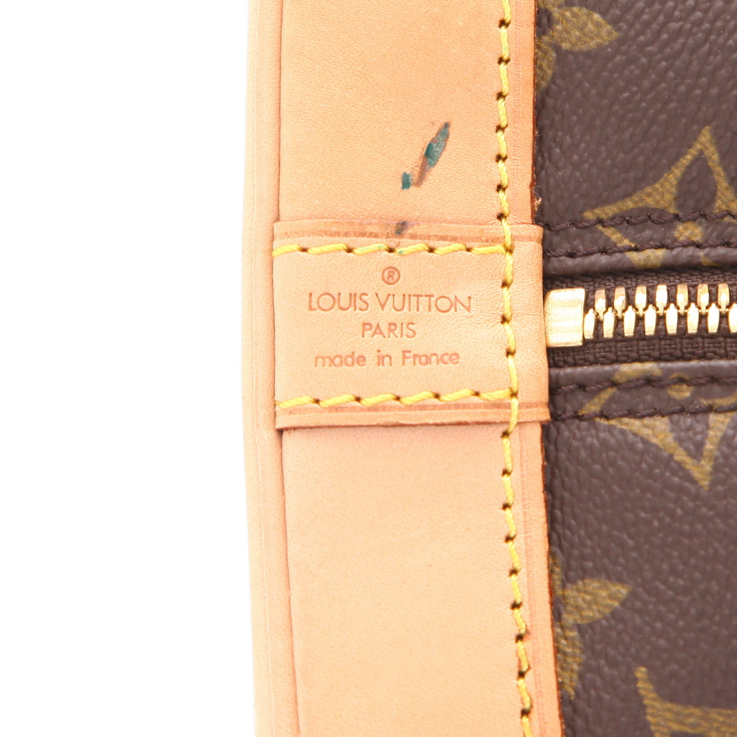 Louis Vuitton  Alma handbag  in brown monogram canvas  and natural leather - Detail D2