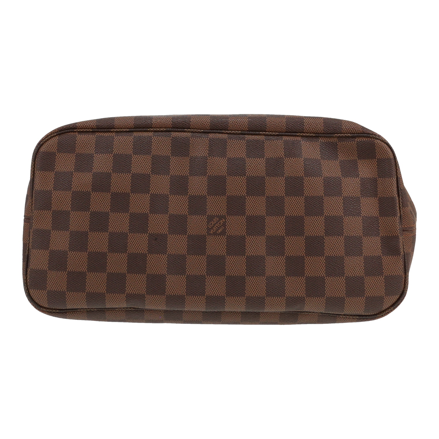 Shopping bag Louis Vuitton  Neverfull in tela a scacchi ebana e pelle marrone - Detail D1