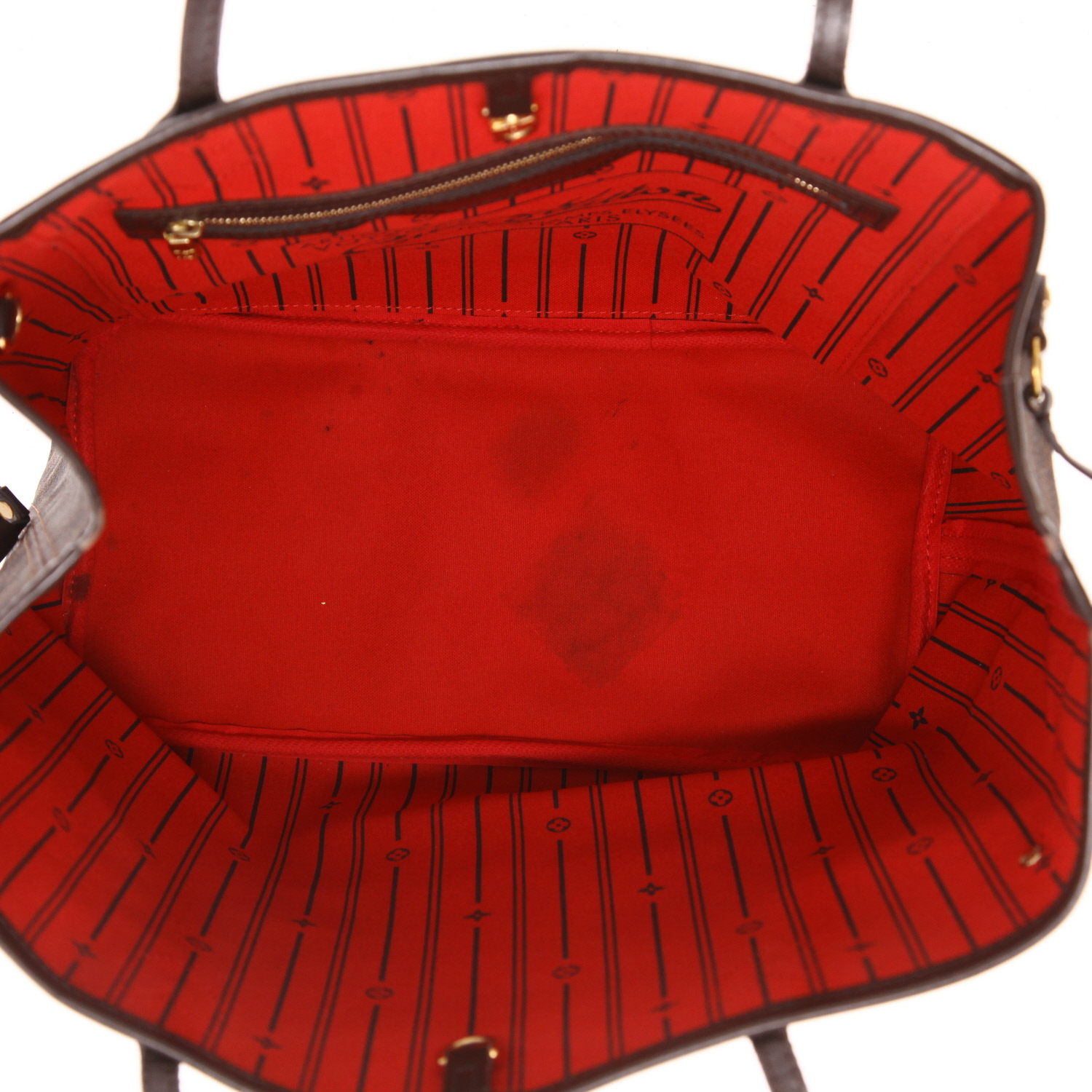 Shopping bag Louis Vuitton  Neverfull in tela a scacchi ebana e pelle marrone - Detail D3