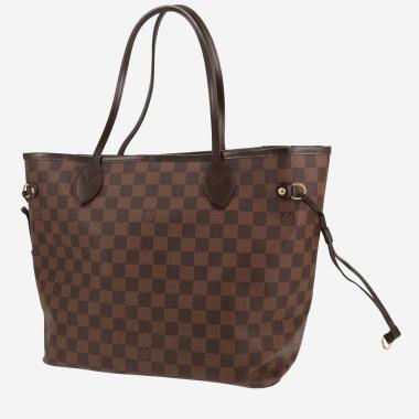 Bolso Cabás Louis Vuitton  Neverfull en lona a cuadros ébano y cuero marrón