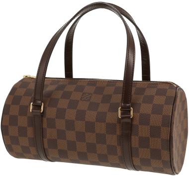 Sac à main Louis Vuitton  Papillon en toile damier ébène et cuir marron