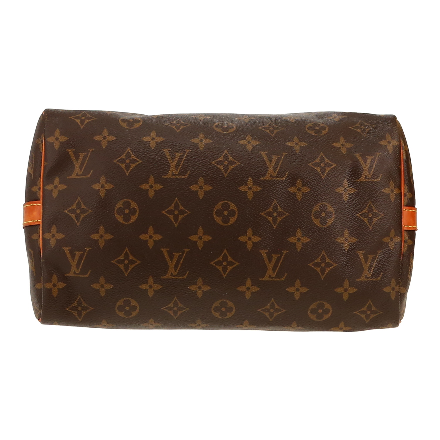 Sac bandoulière Louis Vuitton  Speedy 30 en toile monogram marron et cuir naturel - Detail D1