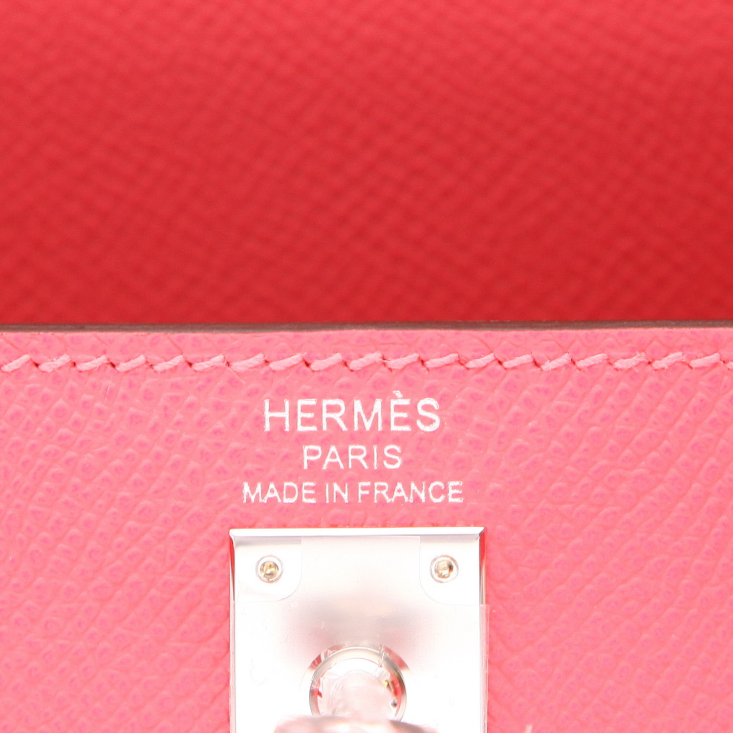 Hermès  Kelly 25 cm handbag  in azalea pink epsom leather - Detail D2