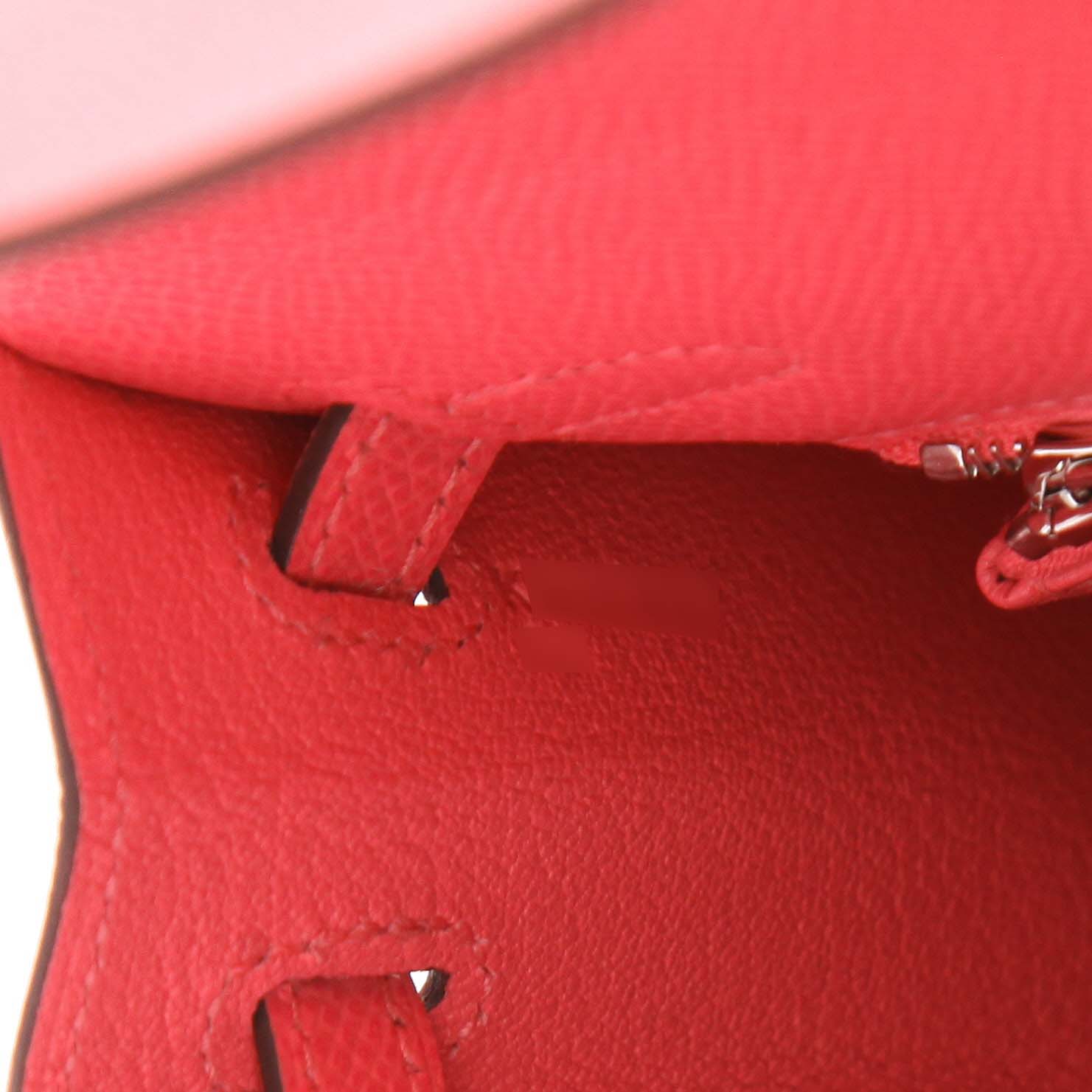 Hermès  Kelly 25 cm handbag  in azalea pink epsom leather - Detail D4