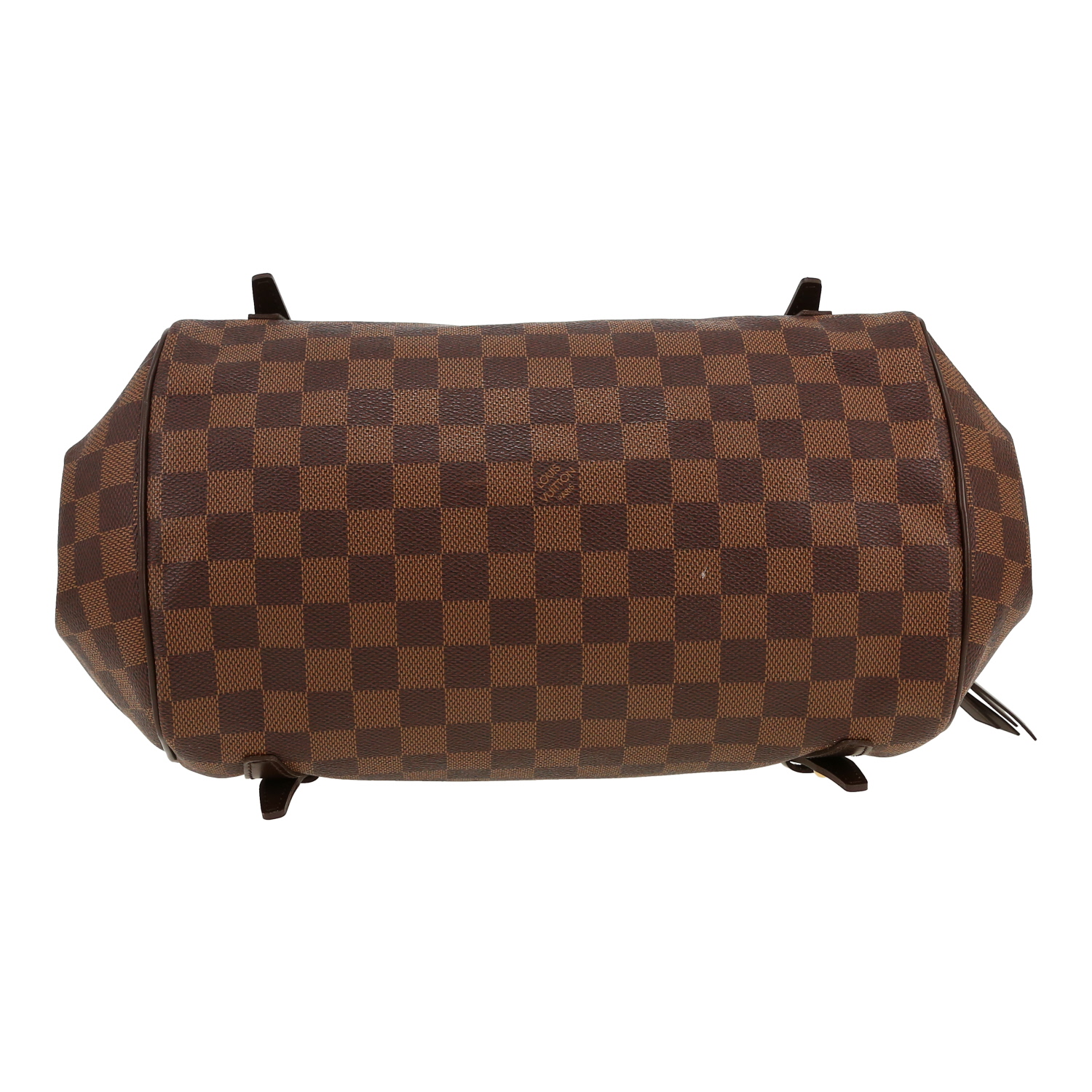 Sac à main Louis Vuitton  Rivington en toile damier ébène et cuir glacé marron - Detail D1