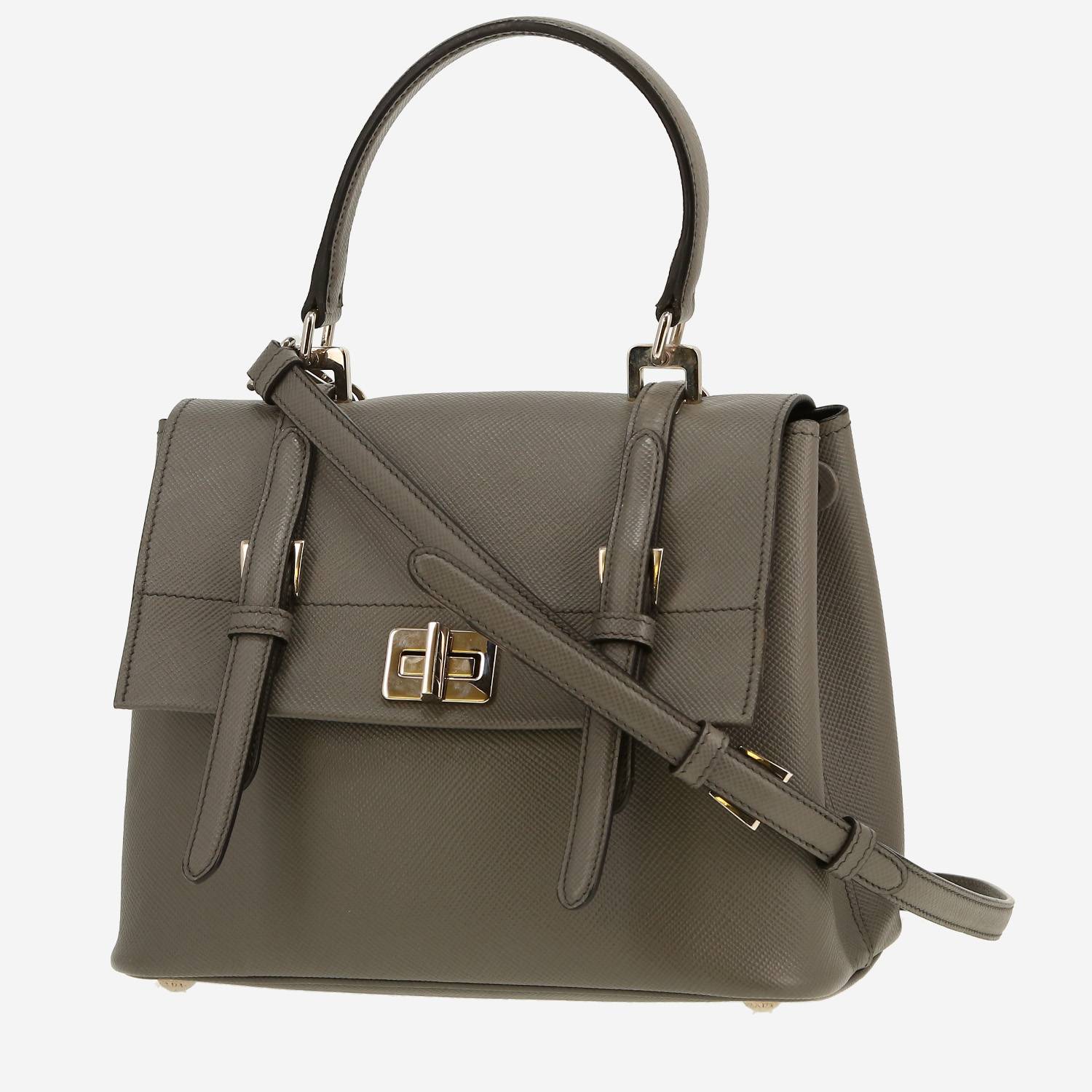 Sac bandoulière Prada   en cuir saffiano gris