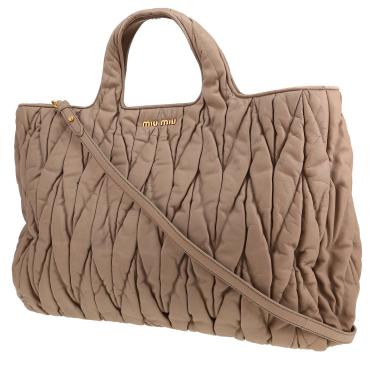 Sac à main Miu Miu   en cuir matelassé taupe