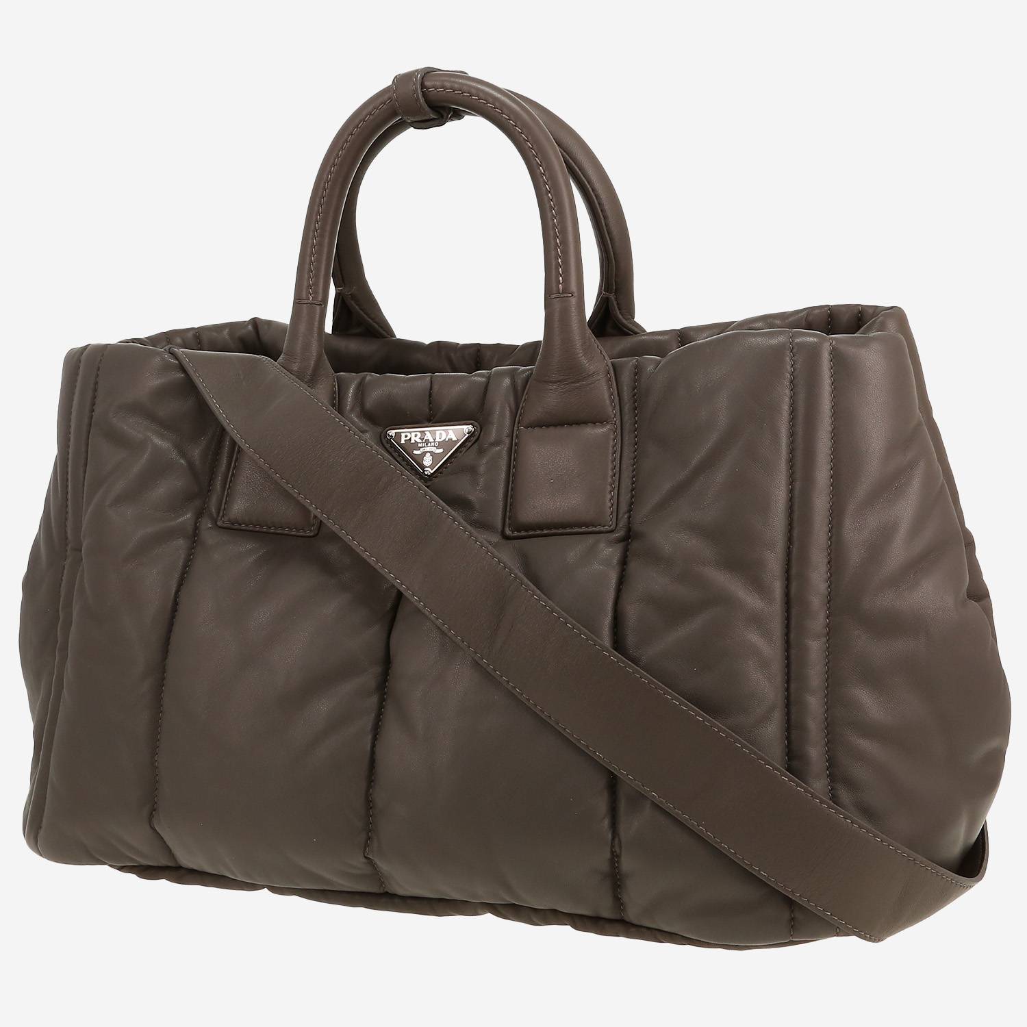 Prada   handbag  in grey quilted leather