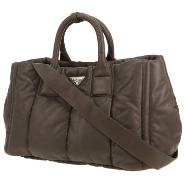 Sac à main Prada   en cuir matelassé gris