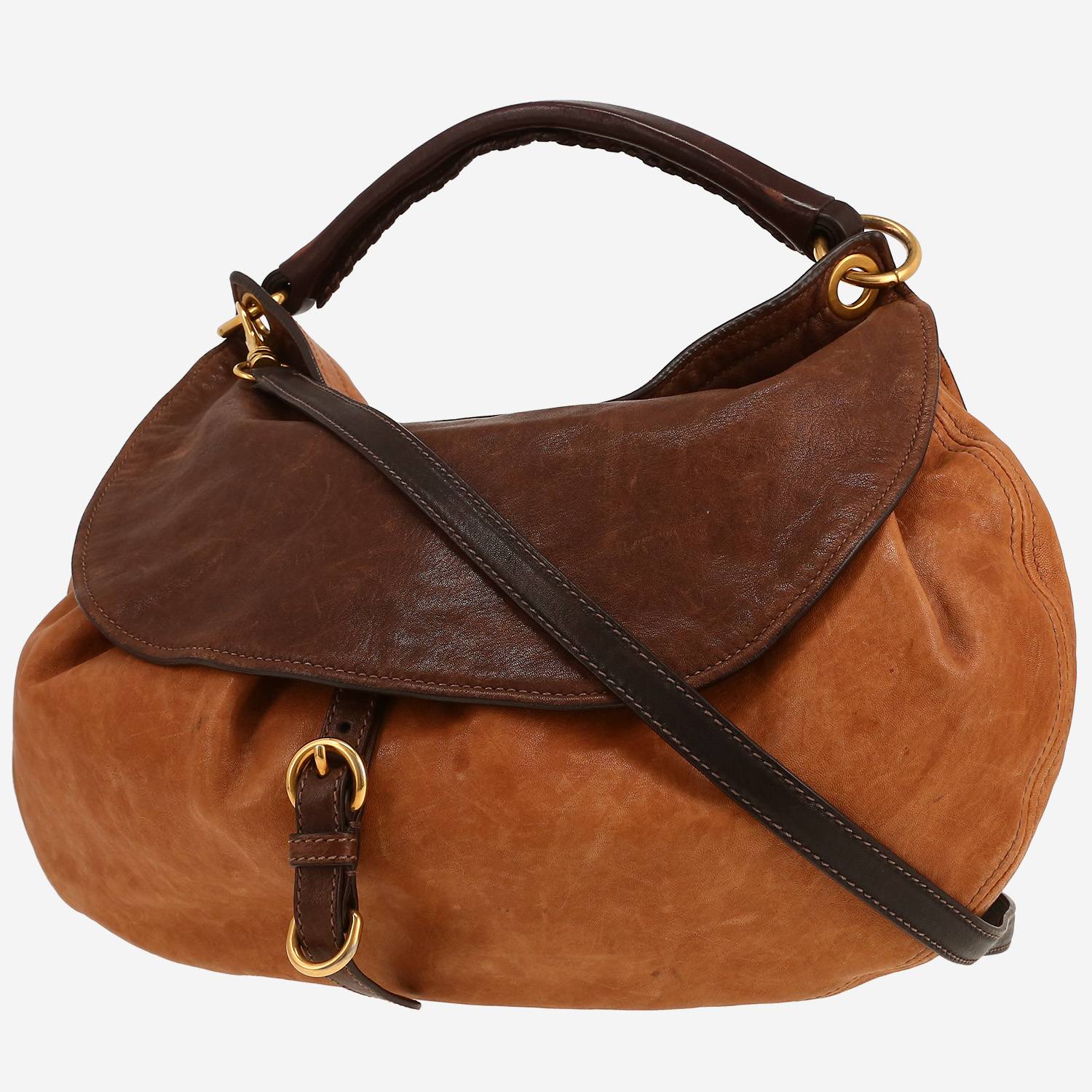 Bolso de mano Miu Miu   en cuero tricolor marrón y negro