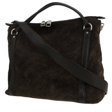 Bolso de mano Louis Vuitton   en terciopelo gris y cuero negro