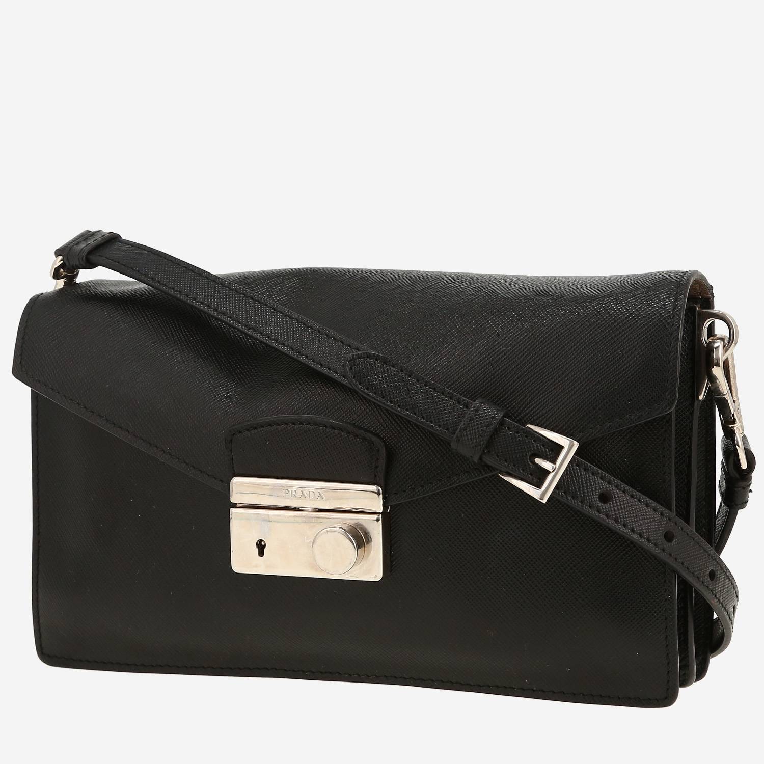 Sac bandoulière Prada   en cuir saffiano noir