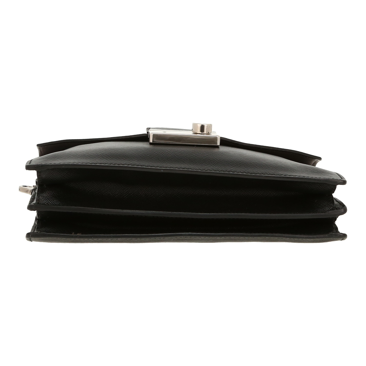 Prada   shoulder bag  in black leather saffiano - Detail D1