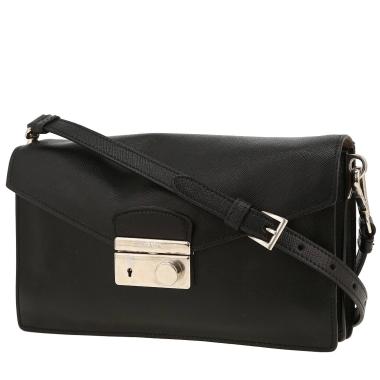 Prada   shoulder bag  in black leather saffiano