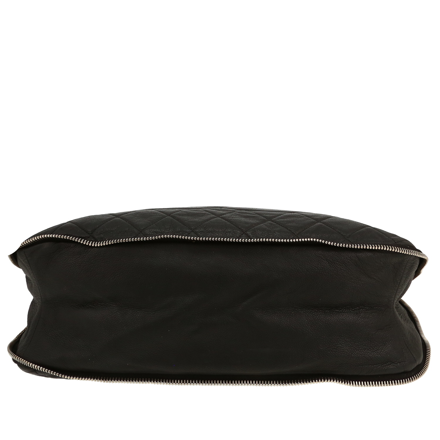 Chanel  Grand Shopping shopping bag  in black quilted grained leather - Detail D5