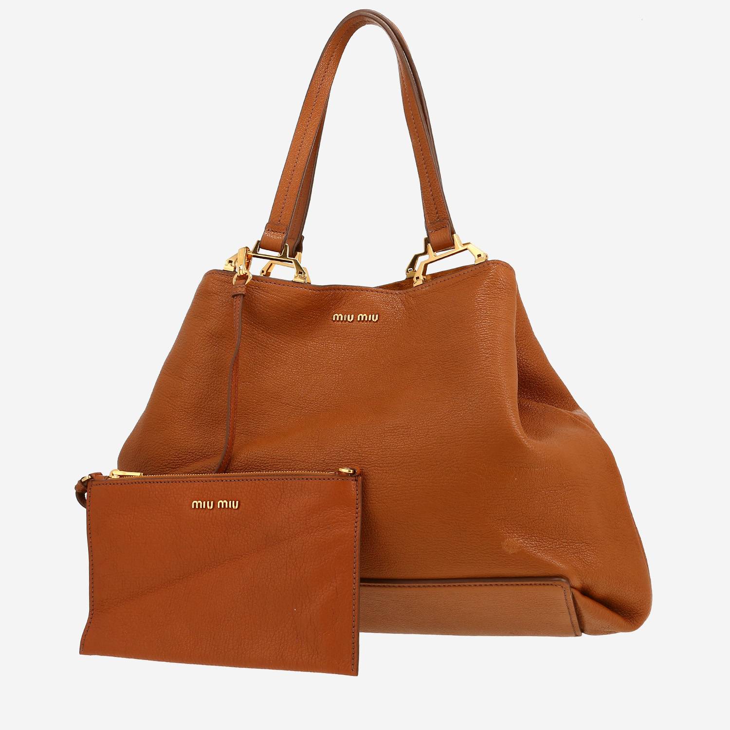 Miu Miu   shopping bag  in brown leather