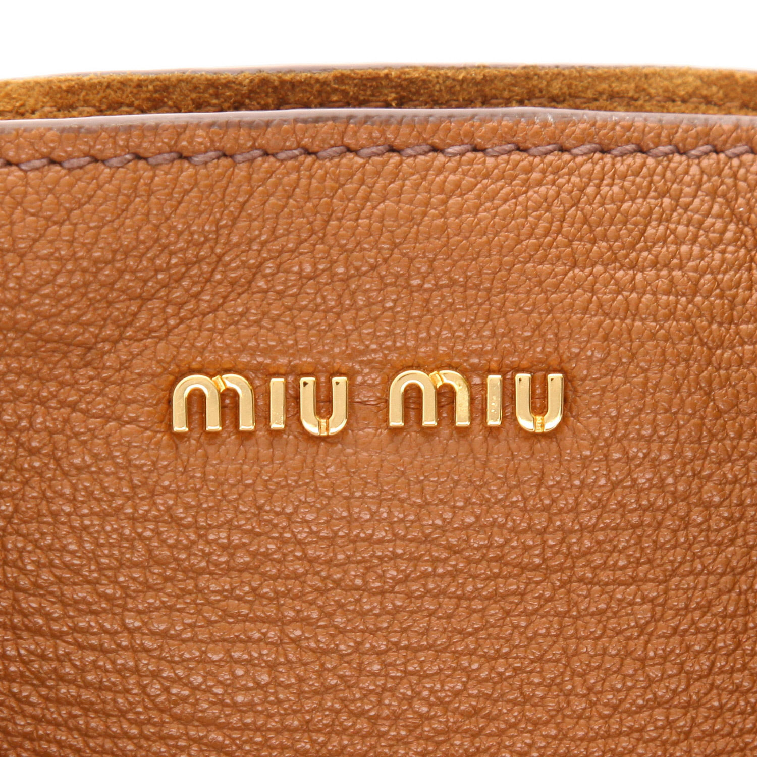 Sac cabas Miu Miu   en cuir marron - Detail D2